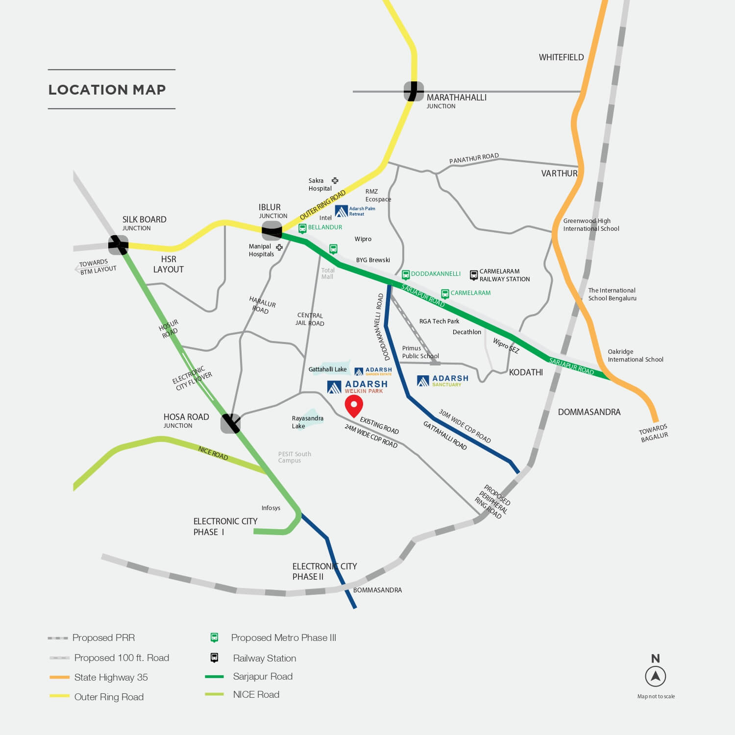 Adarsh Welkin Park Location Map